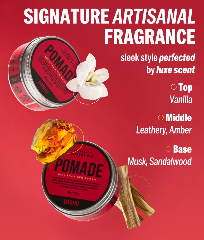 DASHU Classic Extreme Red Water Based Pomade for Men Strong Hold | Edge Control High Hold High Shine Pomade Men for All Hair Types 3.52 fl oz - Image 3